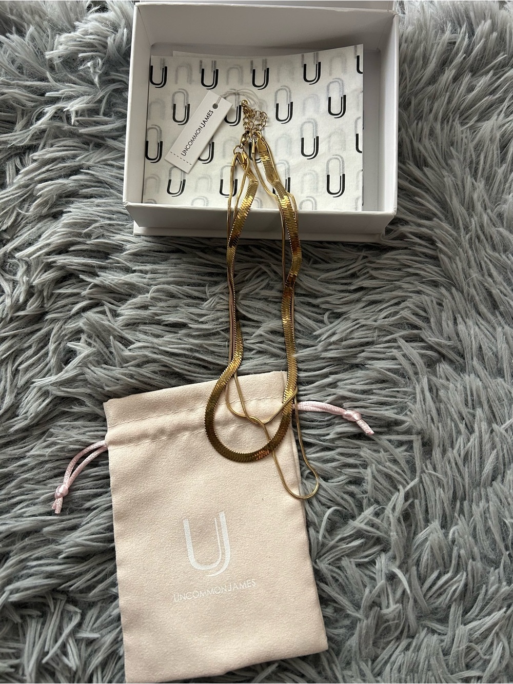 Uncommon James “ All You Need” NWT Gold Layered Herringbone Necklace